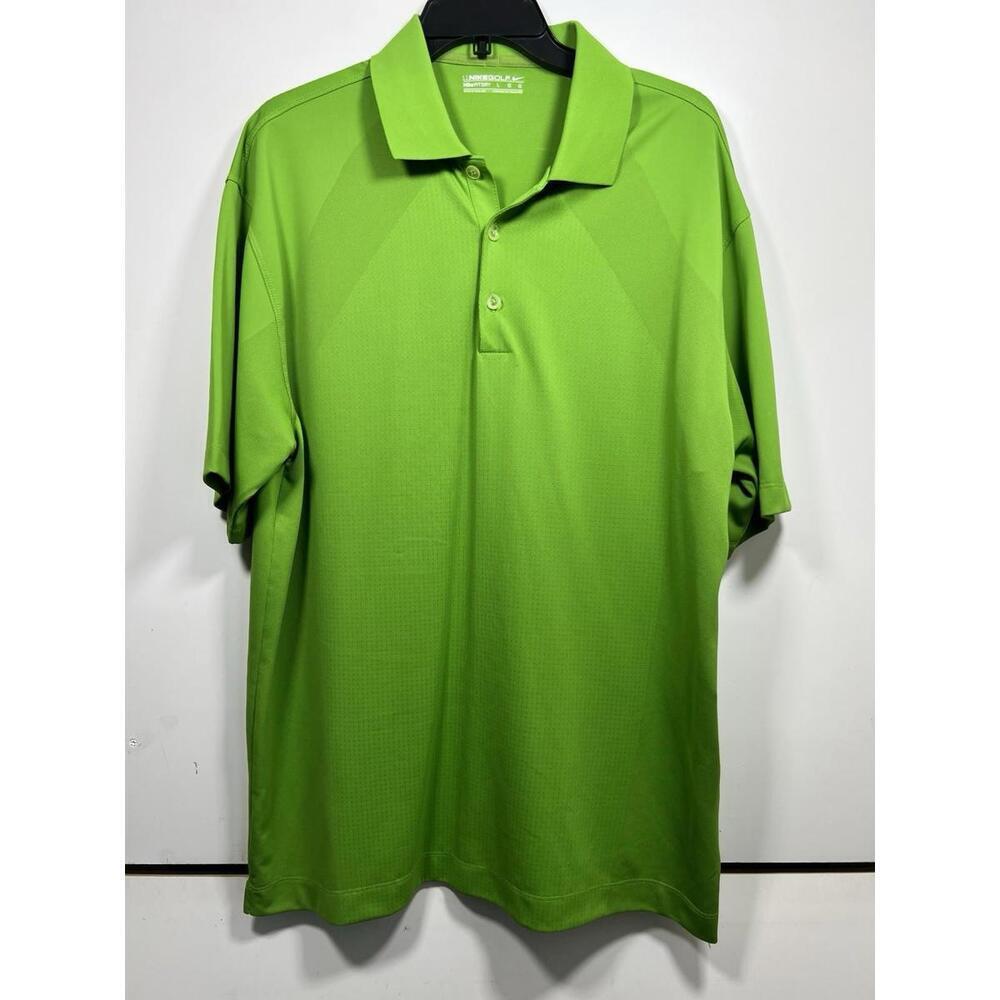 Nike Golf Polo Shirt Men’s Large Green Perforated Fit Dry Performance Athletic